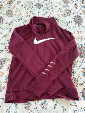 Nike Maroon Quarter-Zip Pullover with White Swoosh
